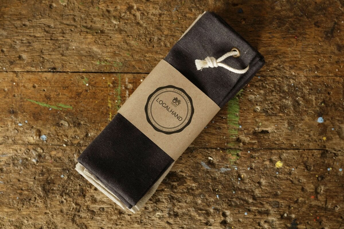 Konyhai törlőkendő lenvászonból, black&natur, 2 darab a csomagban