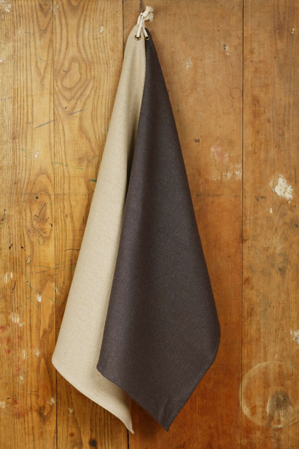 Konyhai törlőkendő lenvászonból, black&natur, 2 darab a csomagban